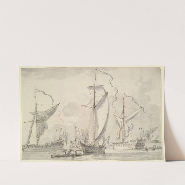 Three British Men-of-War by Willem van de Velde the Younger