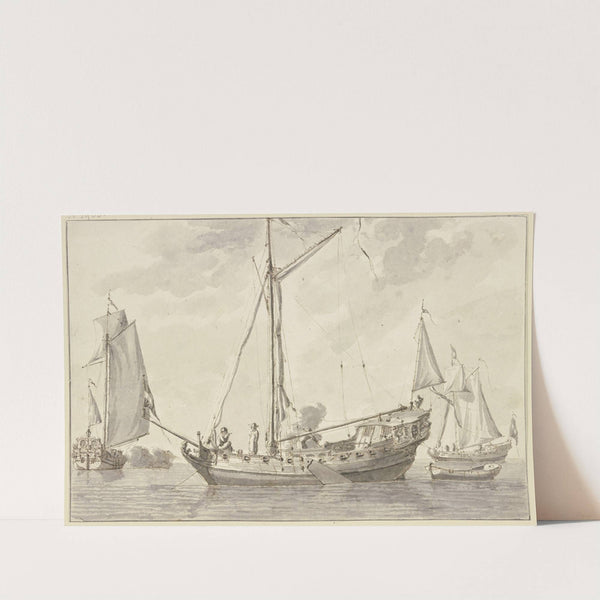 Three canonball boats by Abraham Storck