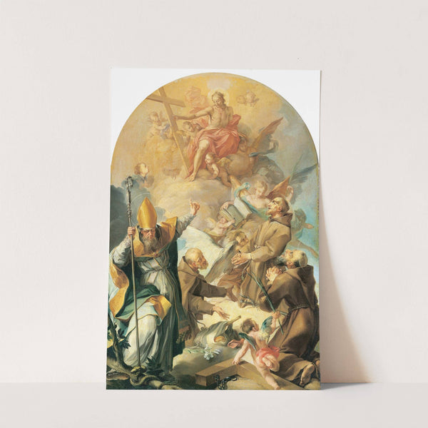 Three Capuchin Saints and a Bishop Worshipping Christ and the Cross (1630) by Giovanni Lanfranco