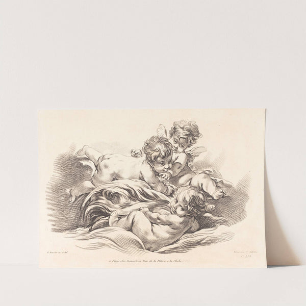 Three Cherubs Playing on Dolphin Like Wave by Gilles Demarteau the Elder
