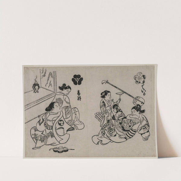 Three Courtesans with a Client by Okumura Masanobu