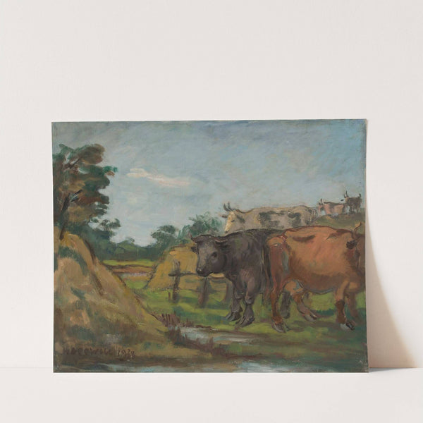 Three cows by a river by Wacław Wąsowicz