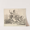 Three Cupids, Two Playing Music, One Holding Palm Leaves (After F. Boucher) by Louis-Felix de La Rue