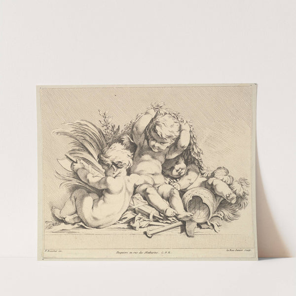 Three Cupids with Military Trophies (After F. Boucher) by Louis-Felix de La Rue