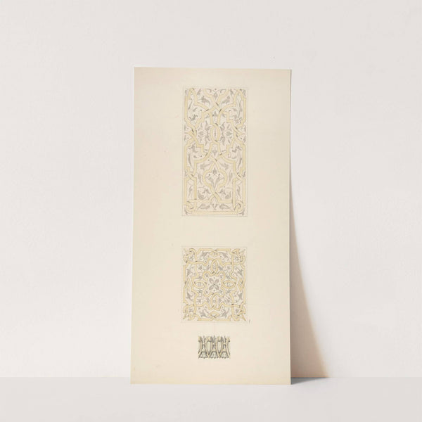 Three designs for decorative motifs in strapwork, rinceaux, and egg-and-dart patterns by Jules-Edmond-Charles Lachaise