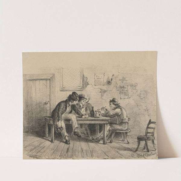 Three drinkers seated at table by Felix Octavius Carr Darley