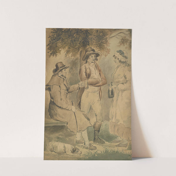 Three figures and a dog by George Morland