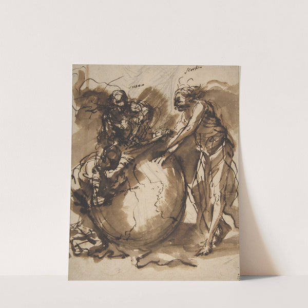 Three Figures around a globe by Salvator Rosa