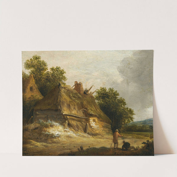 Three Figures Passing Along A Road Before A Cottage; Two Figures Passing Along A Road Before A Cottage by Roelof Jansz. van Vries