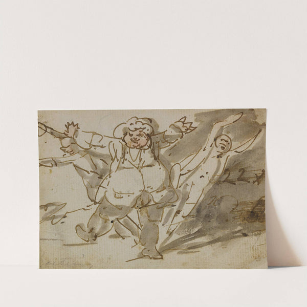 Three fleeing men by Thomas Rowlandson