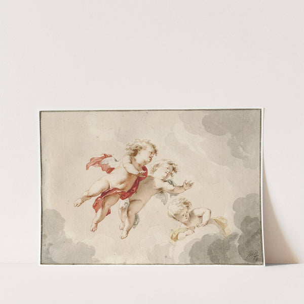 Three flying putti by Jacob de Wit