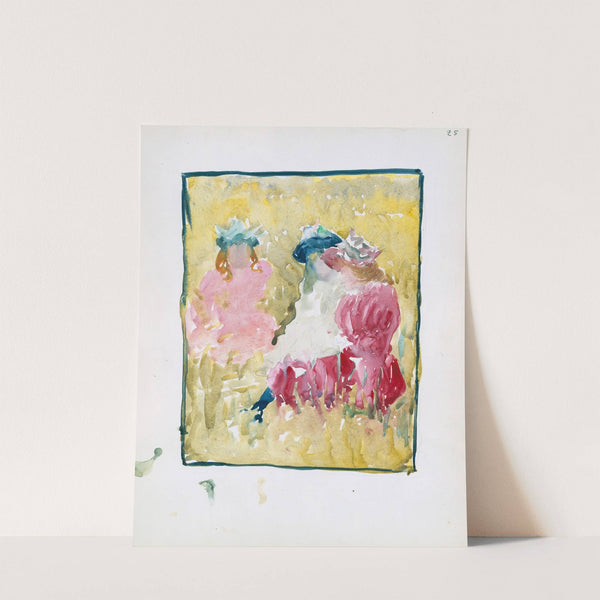 Three girls sitting on the grass (1895–1897) by Maurice Prendergast