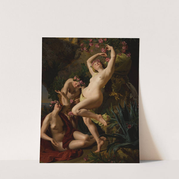 Three Graces garlanded with roses (1856) by Ferdinand Georg Waldmüller