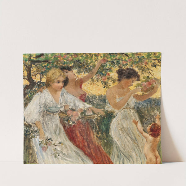 Three graces under a blossoming tree by Emil Czech