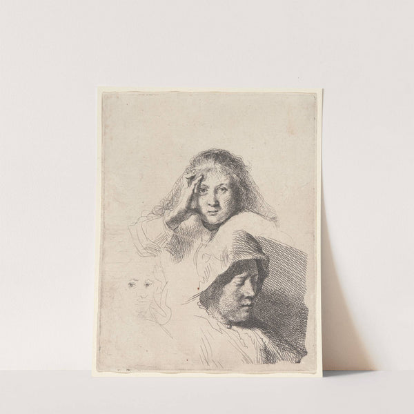 Three Heads of Women, One Lightly Etched by Rembrandt van Rijn