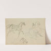 Three horse studies by Théodore Géricault