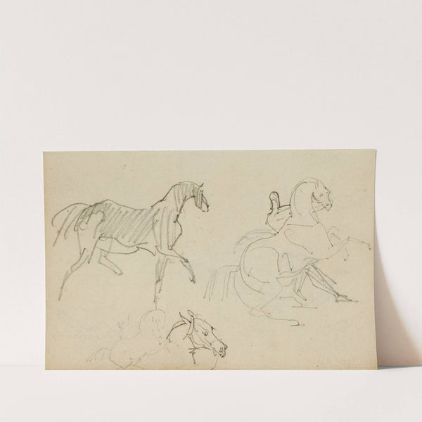 Three horse studies by Théodore Géricault