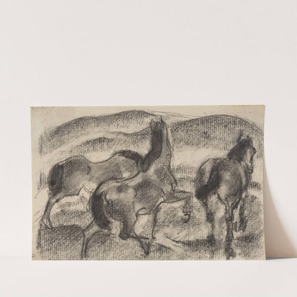 Three Horses in a Hilly Landscape (1910 – 1911) by Franz Marc