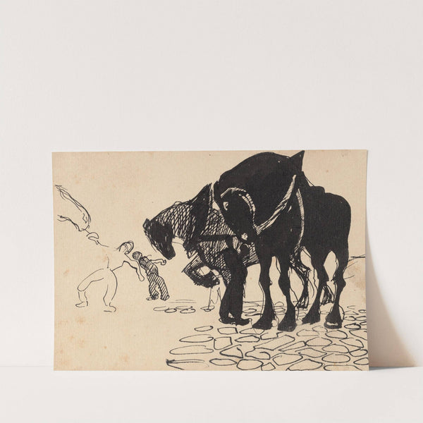 Three Horses Tended by Men by Umberto Boccioni