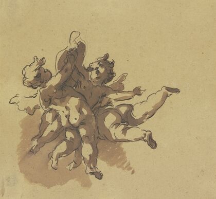 Three hovering putti
