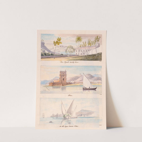 Three images; Don Miguel’s Country House, Belem, On the Tagus Towards Belem by Charles Hamilton Smith
