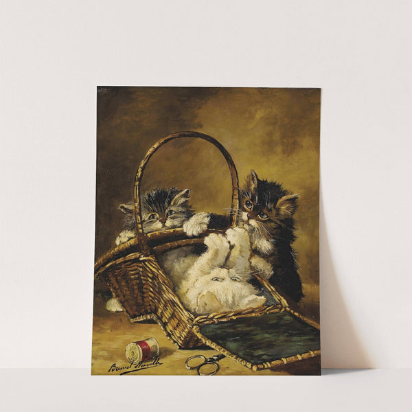Three Kittens Playing in a Sewing Basket by Arthur-Alfred Brunel de Neuville
