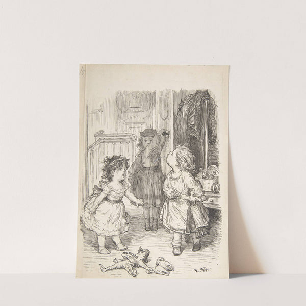 Three Little Girls in a Room Arguing and Spitting (1835–1903) by Lorenz Frølich