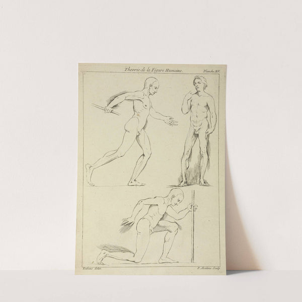 Three male figures, one striding and one kneeling by Peter Paul Rubens