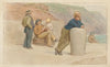 Three Men and Two Boys Sitting on a Pier