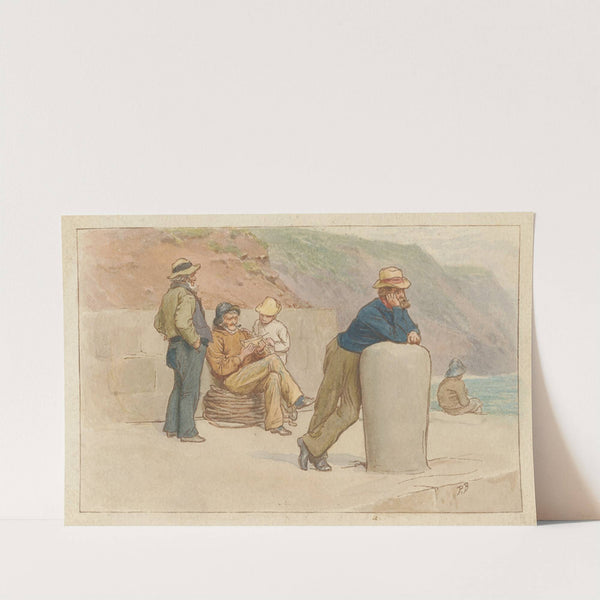 Three Men and Two Boys Sitting on a Pier by Robert Barnes