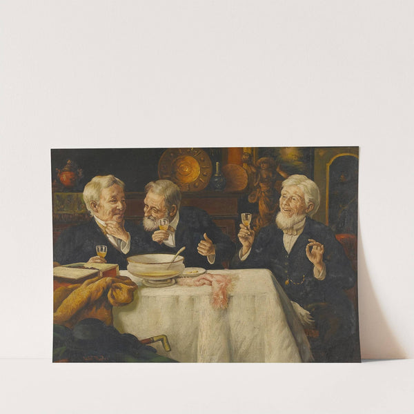 Three Men Dining by Talbot Hughes