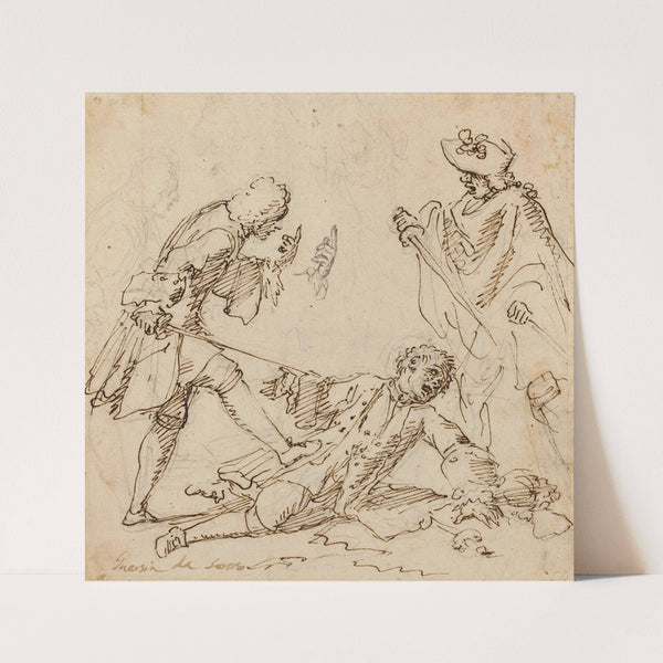 Three Men Fighting (c. 1700) by Italian School