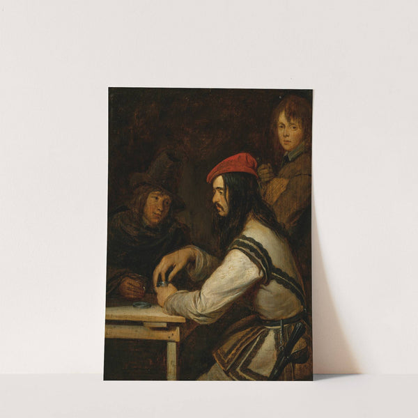 Three men in a tavern, one taking snuff by Gerard ter Borch