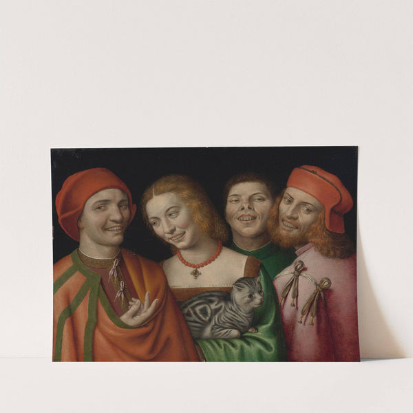 Three Men With a Woman Holding A Cat by Giovanni Paolo Lomazzo