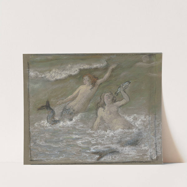 Three mermaids in the water by Otto Scholderer