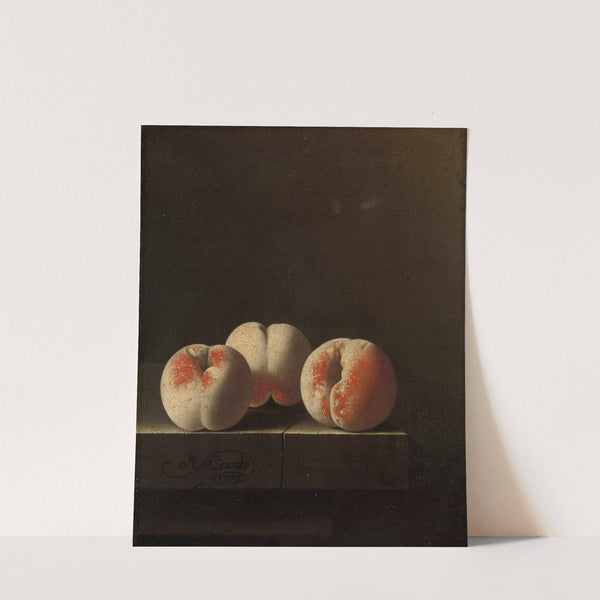 Three Peaches on a Stone Plinth by Adriaen Coorte