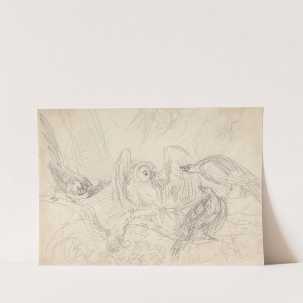 Three Pheasants Surrounding an Owl by Sawrey Gilpin