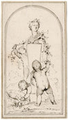 Three putti adorning a herm of Flora