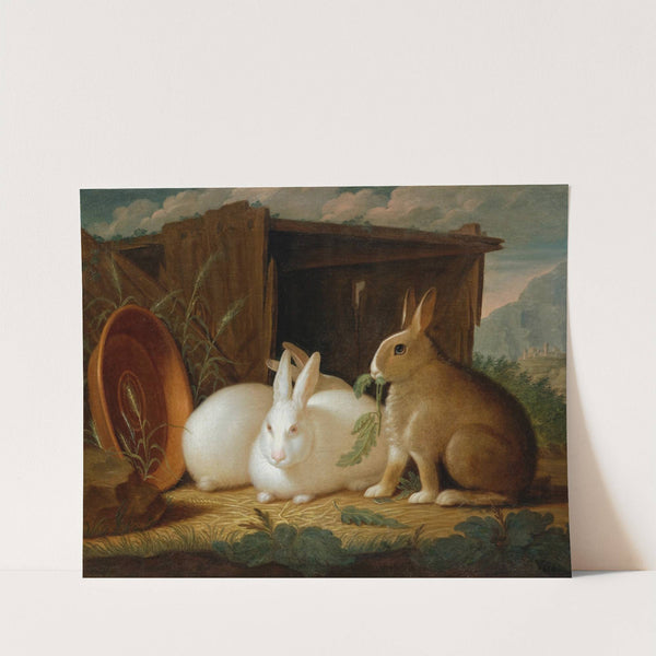 Three rabbits in a landscape by Johann Wenzel Peter