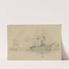 Three ships at sea by Alfred Rudolph Waud