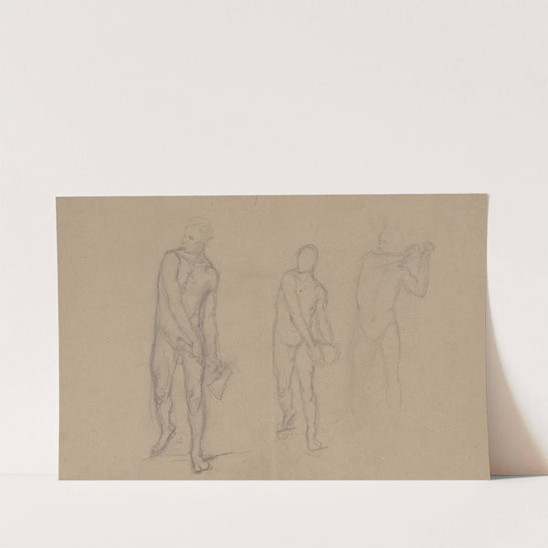 Three sketches of male nudes for the painting 'Martyrdom of St. Matthias' by Józef Simmler