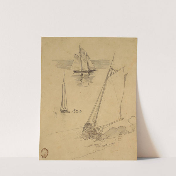 Three Sketches of Schooners (ca 1880) by Winslow Homer