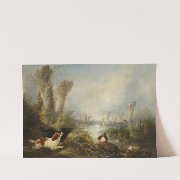 Three Spaniels in a Marsh by George Armfield
