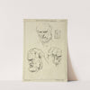 Three studies of a man's head and beard by Peter Paul Rubens