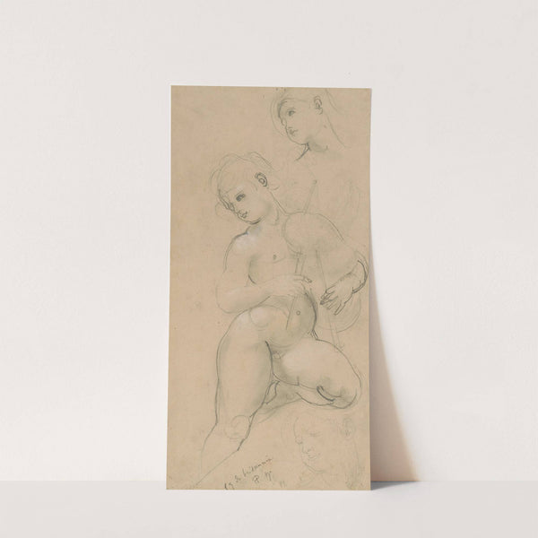 Three Studies of a Nude Holding a Bagpipe by Paul-Jacques-Aimé Baudry