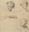 Three Studies of a Woman’s Head and a Study of Hands (recto)