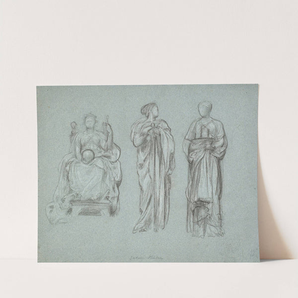 Three studies of draped female figures, one seated by Frederic Leighton