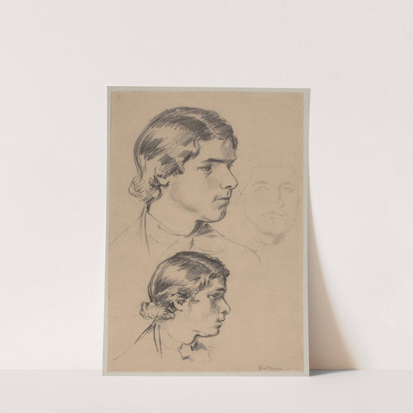 Three Studies of Young Man’s Head (1882) by Hans Thoma