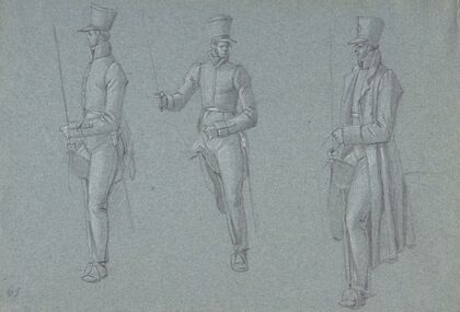 Three studies on a man on a saddle