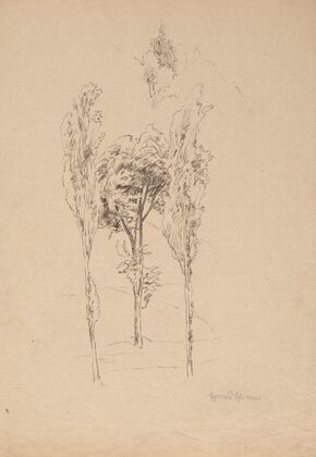 Three Trees with a Mountain Skyline in the Background (1886)